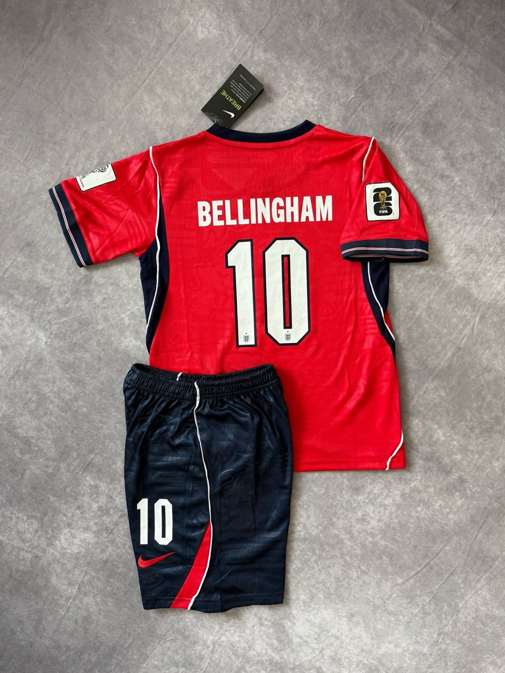 England Away Bellingham #10 Kids Red Soccer Jersey & Shorts Set